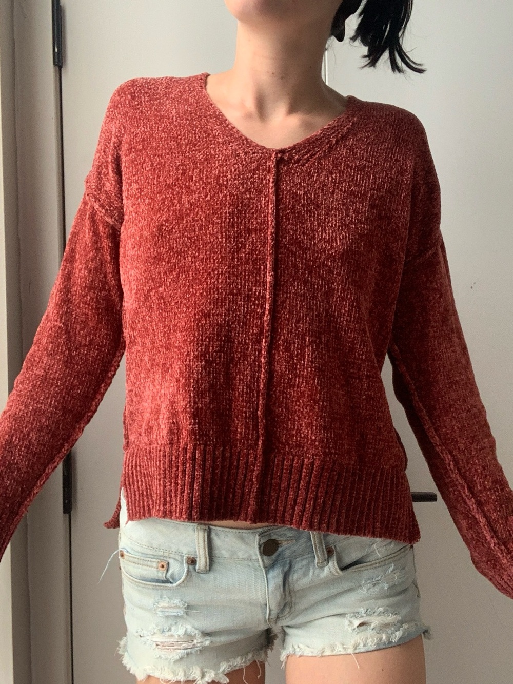 Pink Exposed Seam Sweater
